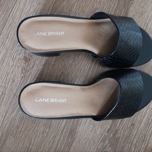 Black square heeled mules from Lane Bryant